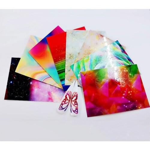 8pcs/set Nail Stickers Slider Butterfly Flower Lotus DIY Floral Designs Watertransfer Tattoo for Wraps Decals Manicure Nail Art