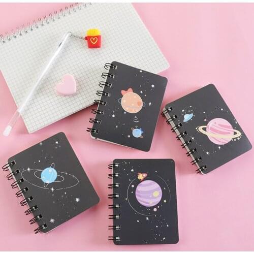 10.5x8cm Dream Planet Mini Pocket Spiral Notebook A7 Cute Cartoon Portable Coil Notepad Diary Book Exercise Book School Supply
