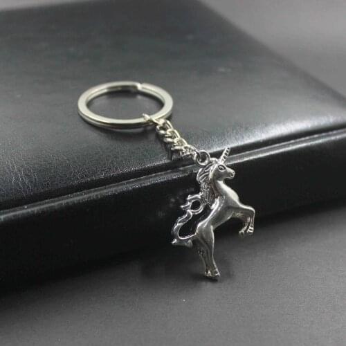 1 pc Magical Unicorn Pendant Key Chains Antique Silver Color Key Ring Diy Jewelry KC013