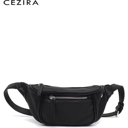 CEZIRA Women Fashion PU Vegan Leather Daily Chest Bags Luxury Design Waist Pack Crossbody Purses Female Casual Shoulder Handbags