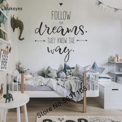 Makeyes Kids Home Decor Wall Sticker Art Wall Wall Decors Livingroom Wall MuralFollow Your Dreams Q361