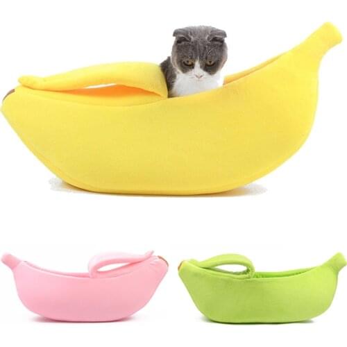 Funny Banana Cat Bed House Cute Cozy Cat Mat Beds Warm Durable Portable Pet Basket Kennel Dog Cushion Cat Supplies 4 Colors