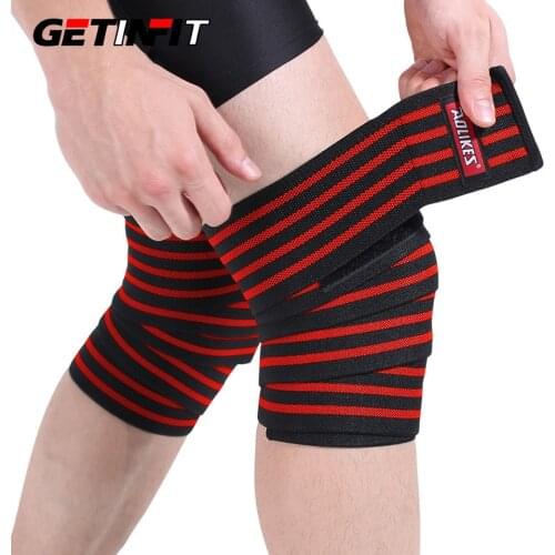 Getinfit 1PCS Knee Support Fitness WeightLifting Leg Knee Compression Straps Elastic Bandages Squats Training Leg Support Pads