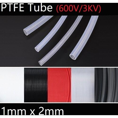 ID 1mm x 2mm OD PTFE Tube T eflon Insulated Rigid Capillary F4 Pipe High Low Temperature Resistant Transmit Hose 3KV Colorful