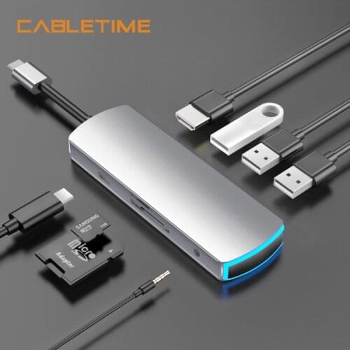 CABLETIME Type C HUB to HDMI Type C to USB 3.0 4K HDMI Multi Hub PD Audio Adapter for PC Lenovo Matebook MacBook Air N329