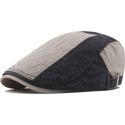 Fibonacci 2020 Caps For Men New High Quality Patchwork Newsboy Hat Washed Cotton Retro Men Berets Cabbie Flat Hats Newsboy Cap