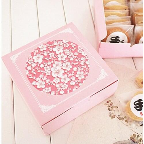 Cherry blossom cake box Bakery Box for Biscuits Cookie mooncake biscuit Packaging paper boxes100piece\lot