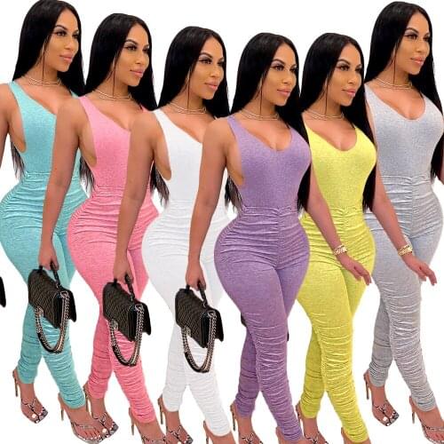 Fitness Women Two Pieces Set Tracksuits Skinny Bodysuit Pencil Stacked Jogger Sweatpants Solid Suit Fitness Outfits Matching Set