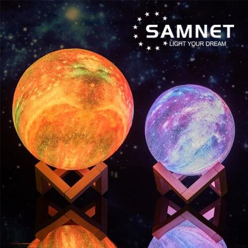 2021 Dropship 3D Print LED Galaxy Lamp Night Light Touch Remote Star Projector Moon Lamps For Home Decor Gift USB Charging