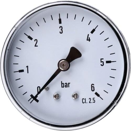 0-6 Bar Pressure Gauge Water Gas Air Pressure Compressor 1/4'' NPT Back Mount
