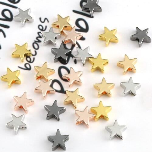 1.6mm Hole Metal Copper Beads Star Shape Mixed Color Beads Fit Leather Cord Bracelet Bangle Necklace Jewelry Making Accessories