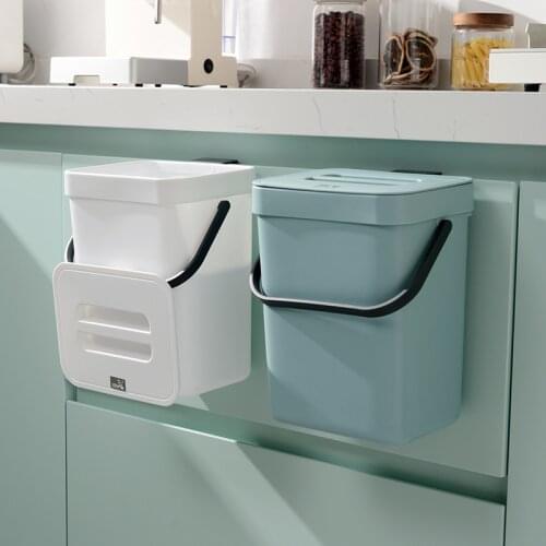 Wall Mounted Trash Can Kitchen Cabinet Hanging Waste Bin Portable Living Room Door Garbage Can Car Storage Bucket Home Dustbin