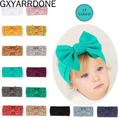 2020 New Cotton Elastic Newborn Baby Girls Solid Color Headband Bowknot Hair Band Children Infant Headband Bandeau Bebe