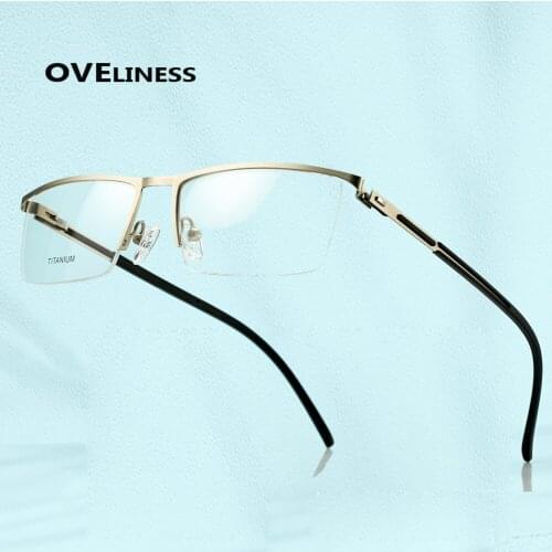 2020 Titanium Alloy Optical Square eye Glasses Frame Women Men Myopia Prescription glasses Half Metal eyeglasses eyewear frames
