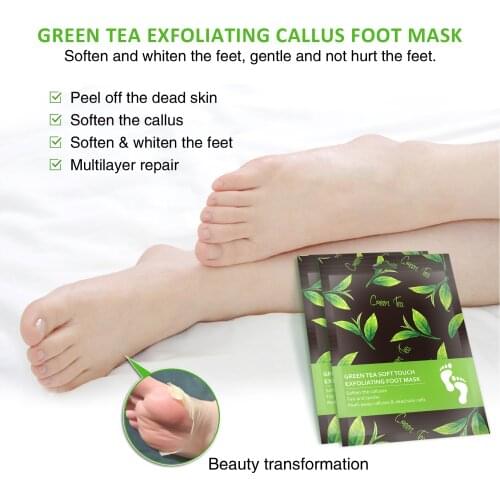 2pairs/4pcs Green Tea Foot Peeling Dead Skin Mask Exfoliating Socks Soften and Moisturize Feet care Sumer Best Goods For Foot