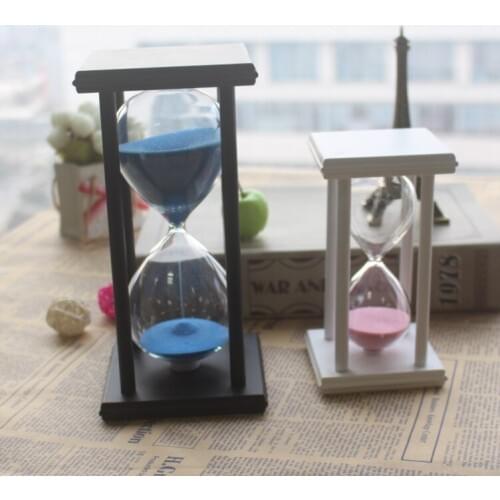 1PC Handmade Natural Wood Frame 30 Minutes Candy Color Sand Sandglass Hourglass Timer Clock Birthday Gift Home Decors JY 1194-2