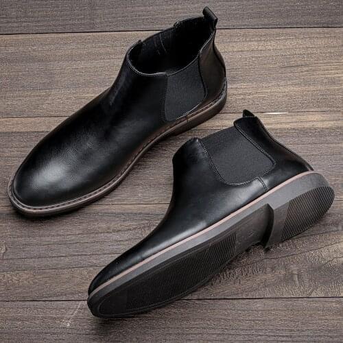 Mens Chelsea boots leather 40-46 fashion brand comfortable 2021 walking boots for men #KD5233