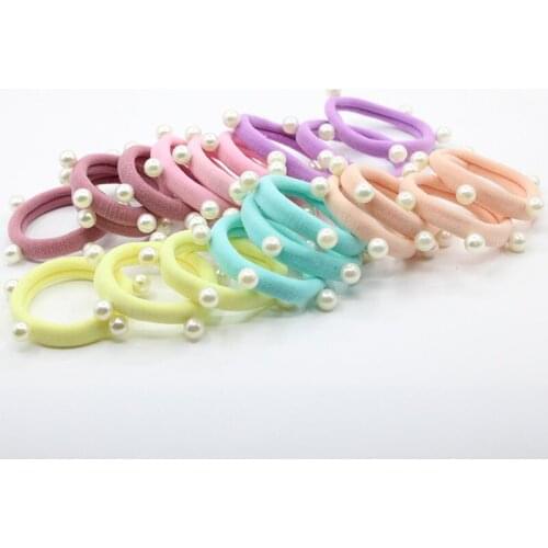 10 Pcs Elastic Hair Bands for Women Hair Accessories Girls Cute Pearl Hair Ties Soft Cotton Children Headwear 2020