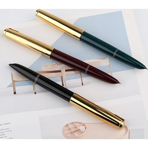 Authentic Quality HERO 616 Classic Nostalgic Fountain Pen 616-2 Golden Clip / Cap Ink Pen Iridium Fine Nib 0.5mm for Student