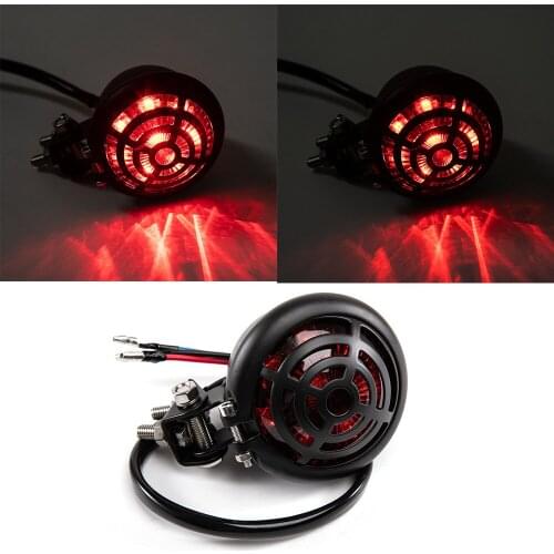Motorcycle Red 12V LED Adjustable Cafe Racer Style Stop Tail Light Motorbike Brake Rear Lamp Taillight for Harley Chopper