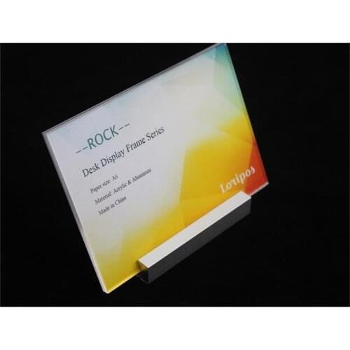 Pack/2units) L Coutertop Menu Stands Aluminium Sign Holder Label Name Card Displays Silver Aluminium Alloy Base Photo Frame