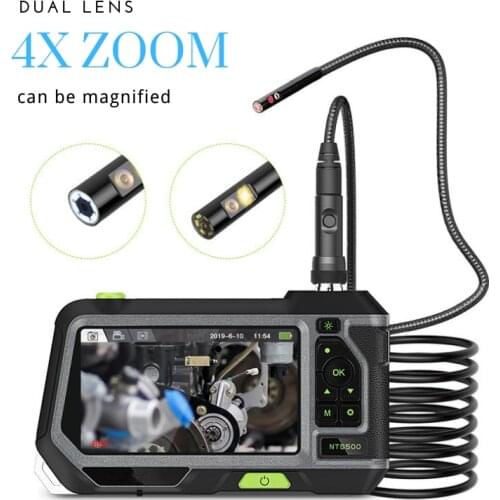 Dual Lens Industrial Endoscope Camera with 5inch IPS Screen Waterproof Borescope Car Pipe Inspection Camera