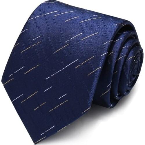 High Quality 2020 Designer New Fashion Interweave Pattern Navy Blue 8cm Ties for Men Necktie Business Formal Suit with Gift Box