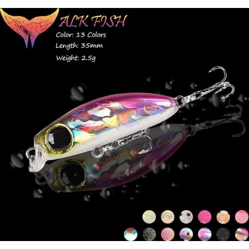 WALK FISH 1PCS 35mm/2.5g Mini Minnow Fishing Lure Topwater Slowly Sinking Hard Bait Design Wobbler Crankbait Pike Bass Fishing