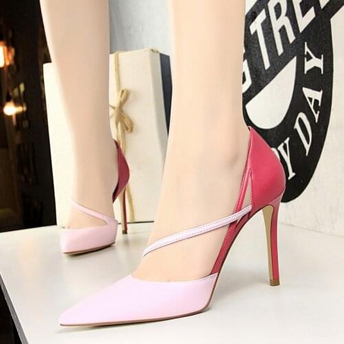 2019 Spring Summer New Sandals Woman Shoes Pink Sexy Lady Party High Heels Back Stripe Sandals Women Pumps 9CM Super High Heels