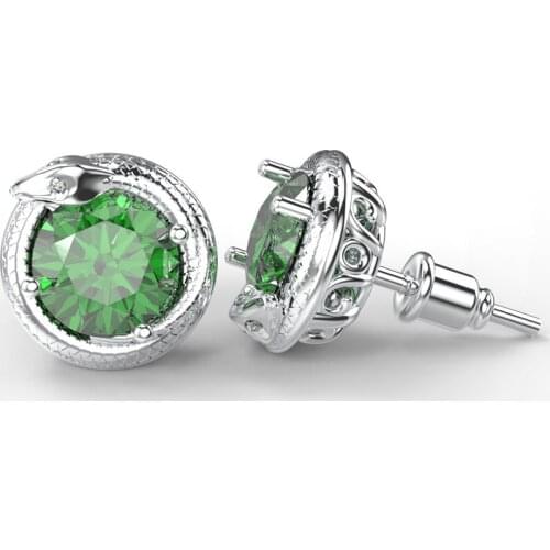 Cubic Zirconia Round Type Snake Stud Earrings Cute Fashion Animal Womens Earrings