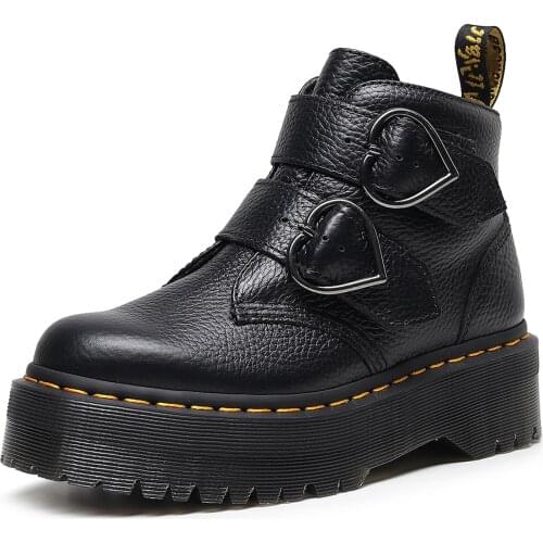 Size 35-41 Chunky Motorcycle Boots For Women Autumn 2021 Fashion Round Toe Lace-up Combat Boots Ladies Shoes