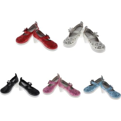1 pair of dolls shoes high heels pumps with block heel for 1/4