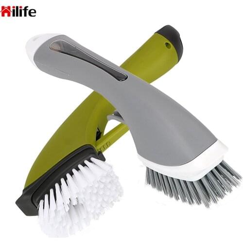 1pc Long Handle Washing Brush Multifunction Kitchen Bathroom Corner Dusting Brushes Automatic Add Liquid Cleaning Brush