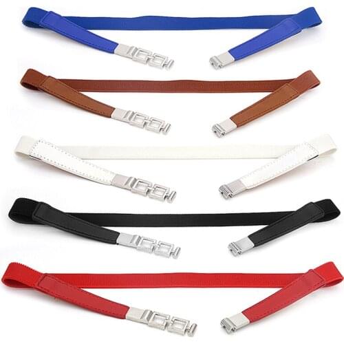 1Pc Fashion New Women PU Black White Waist Band Thin Elastic Waist Belt Dress Apparel Accessories Cinturon Mujer