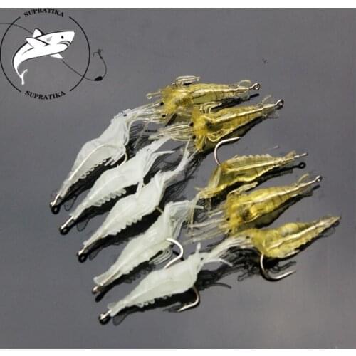 10pcs/lot 1.3g/40mm Shrimp Lure Artificial Soft Fishing Bait With Hook Silicone Prawn Crankbait Carp Pesca Tackle For River Lake