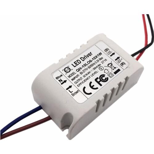 10 Pcs LED 10W AC85-277V LED Driver 6-10x1W 300mA DC18-34V Box PF LED PowerSupply ConstantCurrent CeilingLamp