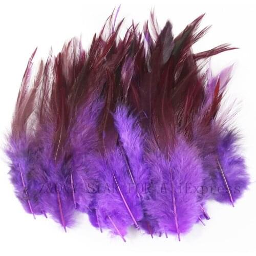 100 natural chicken feathers 4-6 inches dyed purple DIY craft jewelry feathers