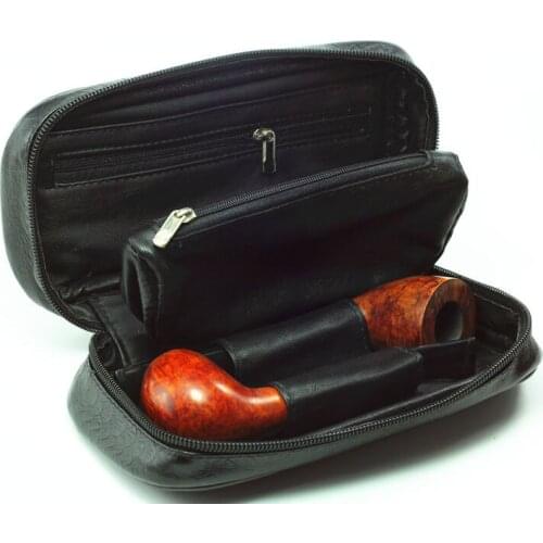 18.5*8.5cm Brown Black Orange Stripes Leather Tobacco Pouch Bag Portable Single Double Pipe Tobacco Storage Fashion Gift