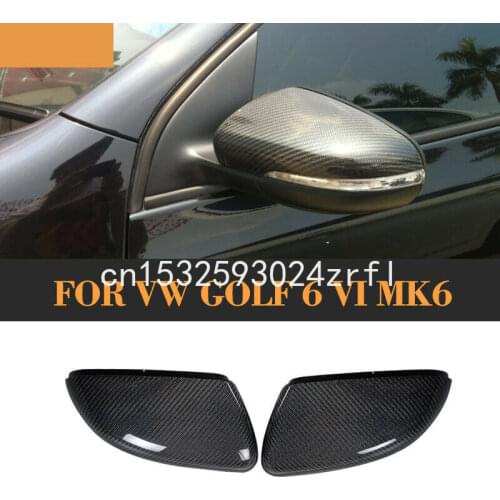 2pcs carbon Fiber Side Door Wing Mirror Replacment Cap Cover Fit For VOLKSWAGEN Golf 6 MK6 2010-2013