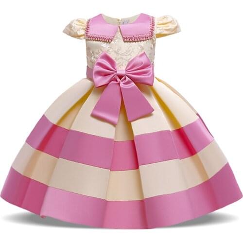 2021 Pageant Kids Birthday Party Dress Fo Girl Children Costume Doll Collar Princess Dresses Vestido Beads Girls Clothes 3-10Y