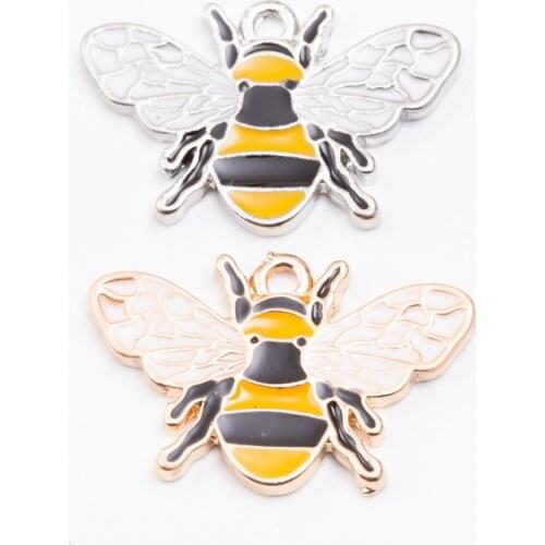 4Pcs Gold Silver Color Alloy Enamel Bee Charms Pendant Accessaries For DIY Bracelet Necklace Jewelry Making Earring Findings