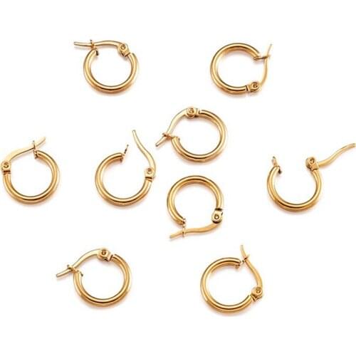 6 pairs Multi Size Ring Circle Round 304 Stainless Steel Hoop Earrings Clip Earrings Golden Color Simple Design Women Jewelry