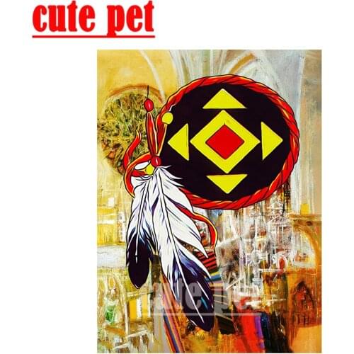 5D Injun Feather Totem DIY diamond mosaic full diamond cross-stitch diamond painting living room decoration diamond embroidery