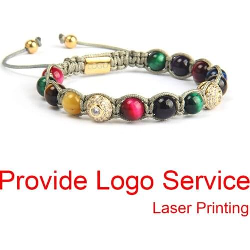 Ailatu Luxury Turkish Lucky Eye Bracelet with 8mm Natural Tiger Eey Beads Top Quality Jewelry Free Logo Serivice