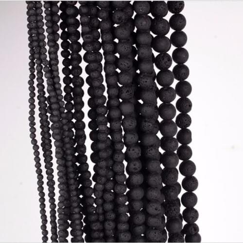 Natural Stone Beads 4-12mm Matte LAVA STONE Black Beads Dull Polish Onyx Carnelian Black Stone Beads for jewelry making
