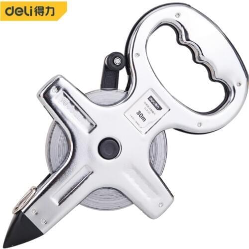 Deli Portable Metric 30-50M Thickening Open Reel Steel Tape Measure With Shelf For Woodworking Construction ABS Measuring Tools
