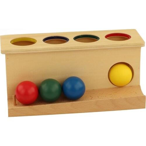 LT052 Montessori Sensorial Wooden Push Ball Develop Childrens Independence And Sense Of Order Montessori Math Toys