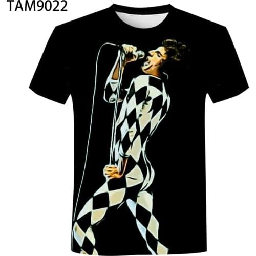Freddie Mercury 2021 Summer Mens /Womens Short Sleeve T-Shirt 3D Printing Punk Rock Style Boys /girls Street Hip Hop Top
