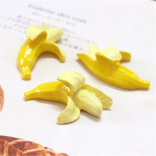 Julie Wang 20PCS Resin Banana Charms Flat Back Half Banana Artificial Fruit Pendant Jewelry Making Accessory Decor