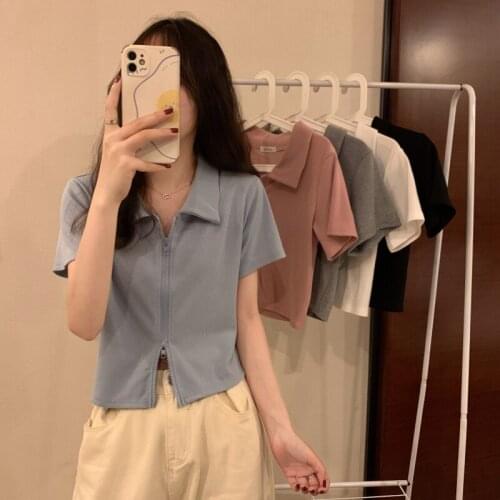 Cardigan White Short-sleeved Sweater Womens Summer New Korean Style Slim and Thin All-match Crop Top
